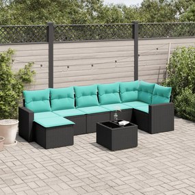 vidaXL 8 pcs conjunto de sofás p/ jardim c/ almofadões vime PE preto