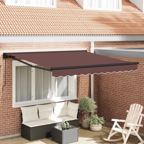 vidaXL Toldo Retrátil Manual Castanho 350x250 cm tecido