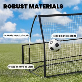 Rede de Ressalto Dobrável 2 em 1 com Bolsa de Transporte para Treino de Futebol e Basebol 200x94x122 cm Preto