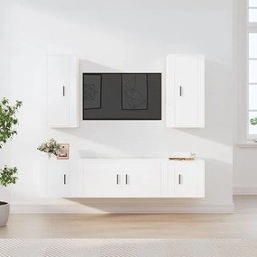 vidaXL Conjunto móveis de TV 5 pcs madeira processada branco