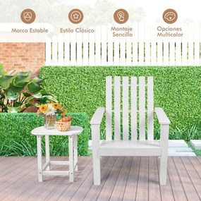 Cadeira de jardim ergonómica de madeira de acácia Adirondack com braços 69 x 73 x 85 cm Branca