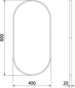 Mexen Loft espelho de casa de banho oval 80 x 40 cm, moldura preta - 9851-080-040-000-70