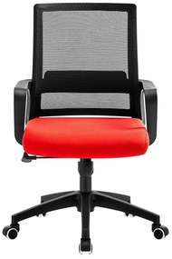 Cadeira de escritório CLIFFORD, negro, rede preta e tecido vermelho