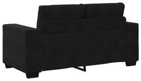 Conjunto de Sofá de 3 Peças com Almofadas em Veludo Preto