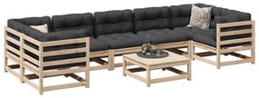 8 pcs conjunto sofás de jardim pinho maciço