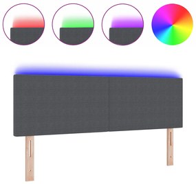 Cabeceira LED vidaXL Design Simples Cinza Escuro 80 cm Tecido de Velud