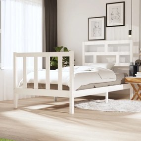 Estrutura de cama pequena solteiro 75x190cm pinho maciço branco