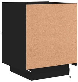 Mesa de cabeceira com luzes LED derivados de madeira preto
