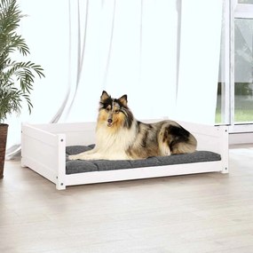 Cama para cães 95,5x65,5x28 cm madeira de pinho maciça branco