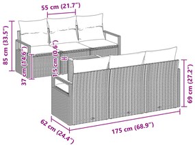 Conjunto de Sofá de Jardim vidaXL de 7 Peças com Almofadas Cinzento Ra