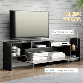 Móvel de TV Moderno Móvel para Televisores 153,6x25x42cm e Prateleira superior de Parede 150x14,5x16,3 cm Preto