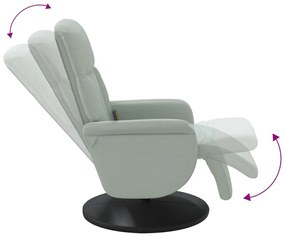 Cadeirão massagens reclinável + apoio de pés veludo cinza-claro