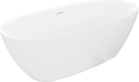 Mexen Luvo Slim banheira independente 170 x 75 cm, branca, transbordo branco - 52801707500-20