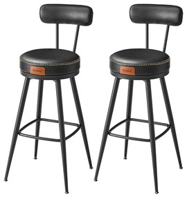 Conjunto de 2 bancos de bar com encosto giratório Coleção EKHO 57 x 57 x 101 cm Pretos