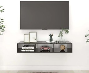 vidaXL Estante de parede 102x30x17cm derivados madeira preto brilhante