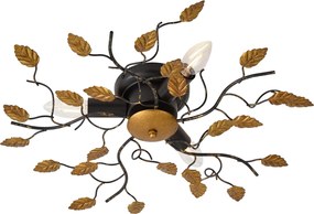 Candeeiro de teto vintage preto com dourado 50 cm 3 luzes - Foglie
