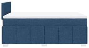 Cama boxspring com colchão 120x190 cm tecido azul