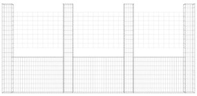 Cesto gabião em forma de U c/ 5 postes 500x20x200 cm ferro