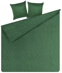 Colcha com relevo e duas almofadas verdes 160 x 220 cm BABAK Beliani