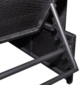 Cadeiras jardim reclináveis 2 pcs com mesa vime PE preto