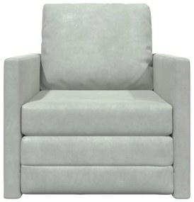 Sofá de Andar vidaXL Individual Conversível Veludo 74x77x81 cm Cinza C