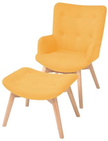 vidaXL Poltrona com apoio para pés tecido amarelo