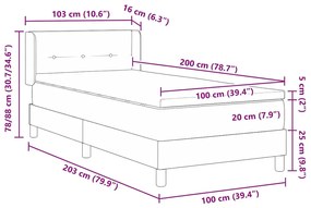 Cama Box Spring com Colchão, Creme, 100 x 200 cm, Tecido