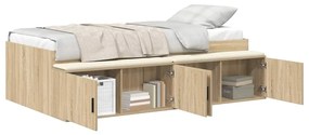 Estrutura de Cama com Armazenamento Carvalho Sonoma 100x200 cm