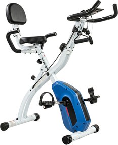 Bicicleta estática dobrável, bicicleta de fitness 3 em 1, silenciosa, conectada ao Kinomap via Bluetooth e ao Zwift, 105 x 53,5 x 109 cm, azul