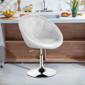 Banco alto ajustável Cadeira de bar giratória de 360° com encosto estofado Estofamento em couro sintético e base cromada para lounge escritorio Bar Br