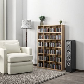 Móvel multimédia com capacidade para 456 CDs/336 DVDs - estante de madeira com prateleiras ajustáveis, 89 x 130,5 cm, madeira natural
