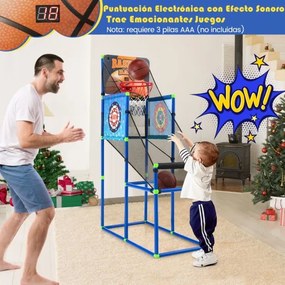 Jogo de basquetebol para crianças com marcador eletrónico e efeitos sonoros 80,5 x 41,5 x 135 cm azul