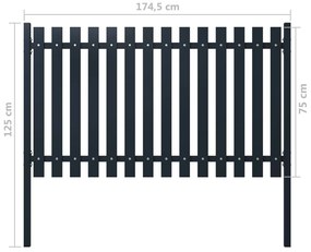 Cerca de jardim 174,5x75 cm aço revestido a pó antracite