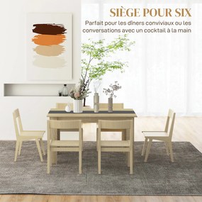 Mesa de jantar para 6 pessoas em madeira com acabamento natural e preto (CADEIRAS NÃO INCLUIDAS), 140 C x 90 L x 75 A cm natural, preto