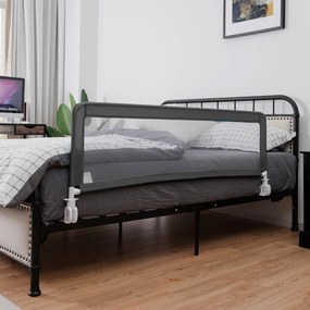 Barra de segurança para bebés para camas com altura ajustável 150 x 55 cm cinza