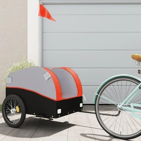 vidaXL Reboque para bicicleta 45 kg ferro preto e laranja