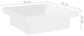 Mesa de centro 90x90x28 cm contraplacado branco brilhante