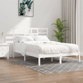 3105771 vidaXL Estrutura de cama casal 135x190 cm madeira maciça branco