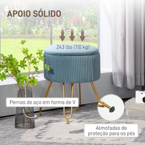 Puff de Armazenamento para Dormitório Puff de Arrumação Estofado em Ve