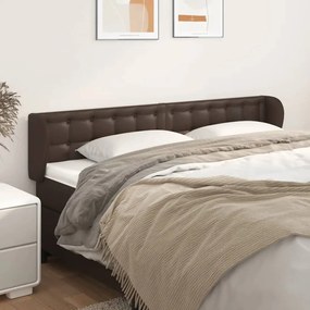 vidaXL Cabeceira cama c/ abas couro artificial 203x23x78/88cm castanho