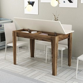 Mesa de Cozinha Kiev – Nogueira e Creme – 110x75x72 cm