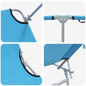 Espreguiçadeiras Dobráveis 2 pcs com Teto Azul Brilhante Tecido Oxford