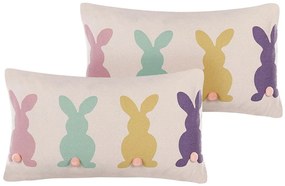 Conjunto de 2 almofadas coloridas motivo de coelho multicolor 30 x 50 cm CLUSIA  Beliani