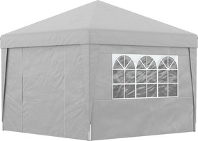 Tenda de jardim dobrável 3 x 3 x 2,75 m com proteção UV 30+ com janelas + paredes laterais + saco de transporte cinzento