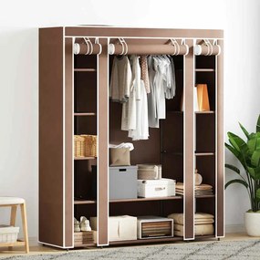 vidaXL Armário tecido c/ compartimentos e varões 45x150x176cm castanho
