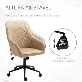 Cadeira de Escritório Cadeira de Escritório Giratória de Couro PU com Altura Ajustável e Função de Inclinação pra Sala de Estar Dormitório Estúdio 59x