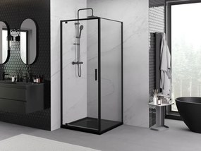 Mexen Exo-BR cabine de duche pivotante 100 x 100 cm, transparente, preta - 8181-100-100-70-00