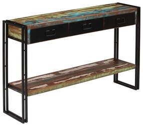 Mesa consola em madeira recuperada maciça 120x30x76 cm