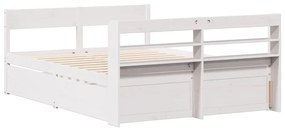 Cama sem colchão 140x190 cm madeira de pinho maciça branco