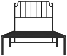 Estrutura de cama com cabeceira 90x200 cm metal preto
